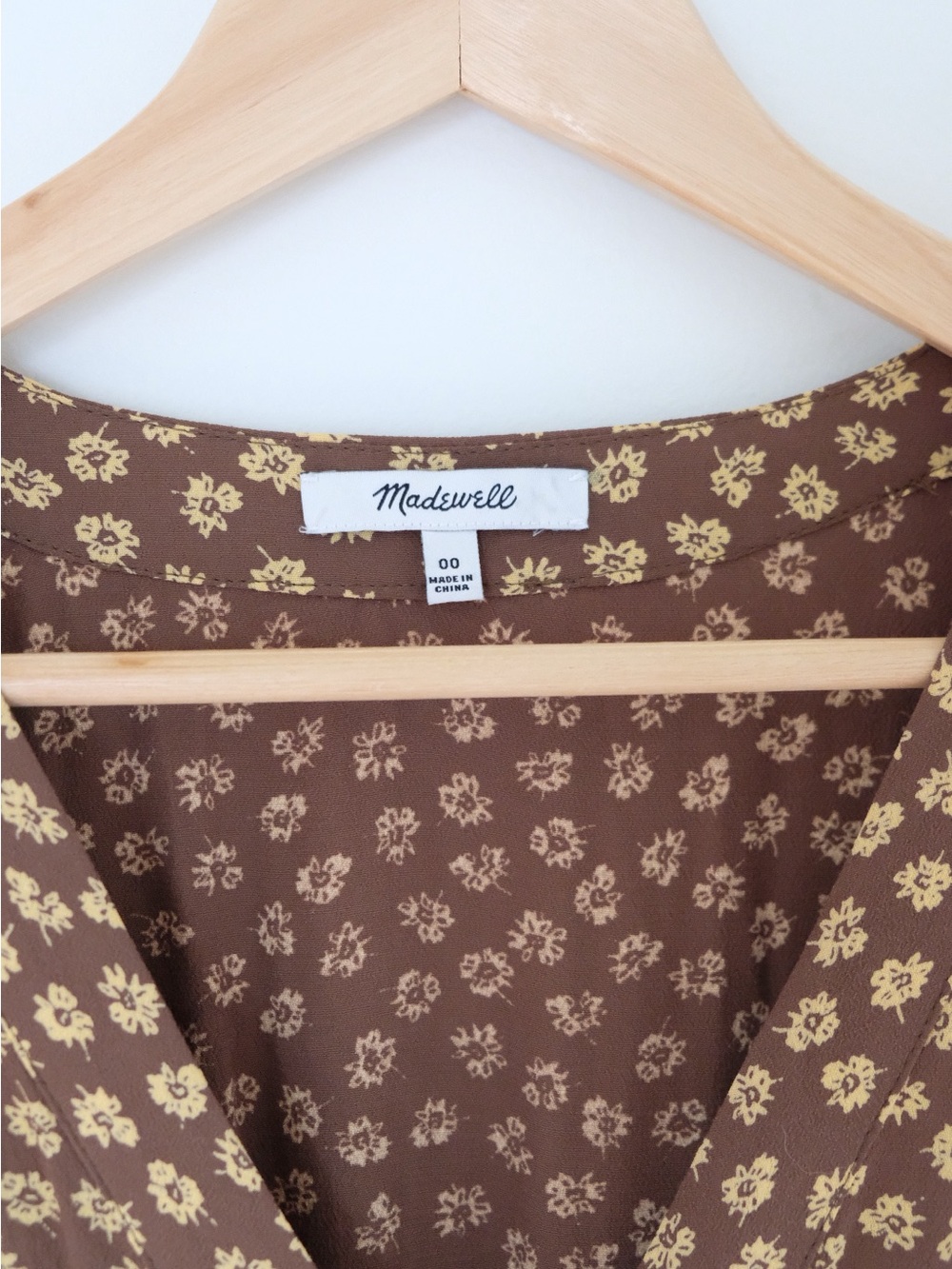 Madewell Brown Ditsy Floral Button Front Midi Dress Cottagecore Size 00 - Picture 2 of 5